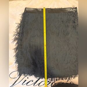 New York & Company Black Feather Trim Mini Skirt